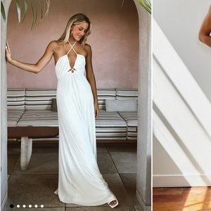 SMYM Paros Maxi Dress - Ivory Pleat